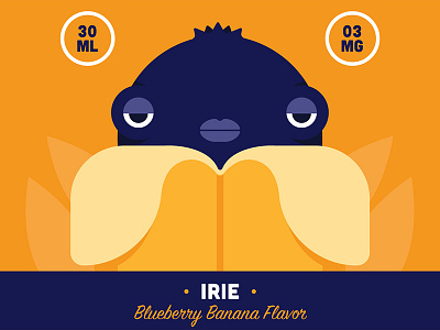 Irie banana blueberry branding cartoon character e liquid fruit illustration label