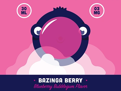 Bazinga Berry blueberry branding bubblegum cartoon character clouds e liquid fruit illustration label