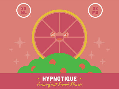 Hypnotique branding cartoon character e liquid fruit grapefruit hypnotize illustration label