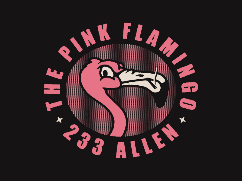 The Pink Flamingo buffalo made co bmco dive bar bar branding pink logo mascot flamingo animal bird buffalo ny