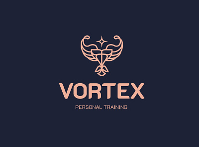 Vortex fitnes logo branding design fit fitnes graphic design gym logo muscles sport vector wings