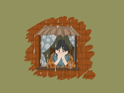 I HATE RAIN… art artist character design emotion illustration rain sad weather
