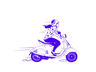 Swoon App illustration app application bike character design girl helmet illustration lady minimal outline rider scooter speed women