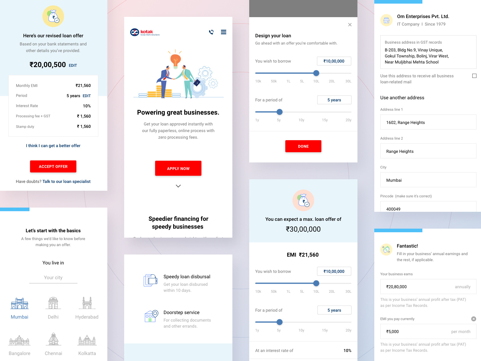 Kotak Business Loan onboarding journey by Dhanesh N Shetye on Dribbble