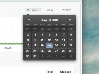 Calendar, rebound calendar popover
