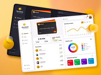 Moonbank - finance app dashboard app bank branding dashboard design figma finance logo minimal product design ui ux