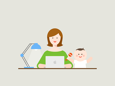 Women's life baby character design illustration mom vector working mom