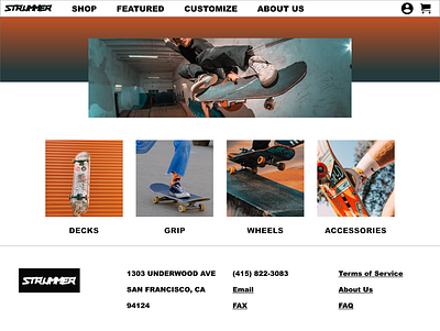 Strummer Skateboards Web Design design entry level logo skateboard ui ux web