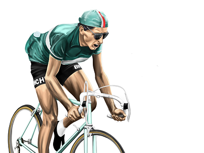 Cyclist portrait, Fausto Coppi bianchi bike racer bikes cycling cyclist digital digital art italy sketchbook