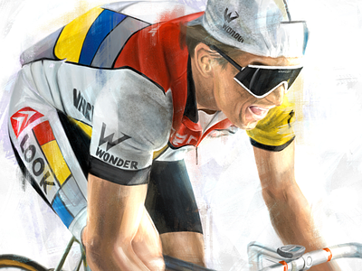 Greg LaMond Cyclist portrait art athlete cycling digital painting illustration painting portrait sports