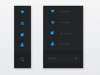 Navigation icons minimized menu navigation