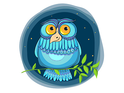 Nigth owl animal bird cartoon doodle illustration nigth owl vector