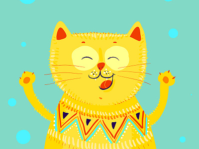 Happy Cat) cartoon cat character cute fun happy illustration vector