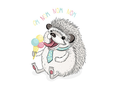 Funny hedgehog with ice cream cute fashion hedgehog icecream illustration kids nursery t shirt trendy vector