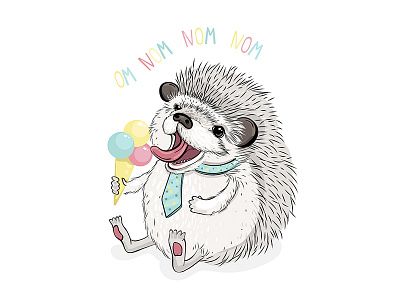 Funny hedgehog with ice cream