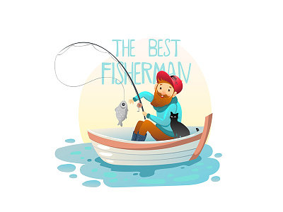 Fisherman character cute fisherman fishing illustration shirt