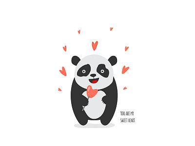 Panda animal cartoon character day design heart illustration panda sweet valentines vector