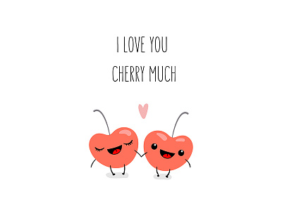 Cute Cherry cartoon character cherry day design heart illustration sweet valentines vector