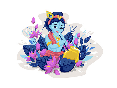Illustration Lord Krishna Sketch designs, themes, templates and  downloadable graphic elements on Dribbble