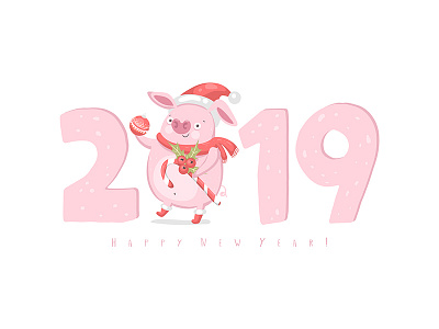 Year of pig)) 2019 new year pig piggy pigs