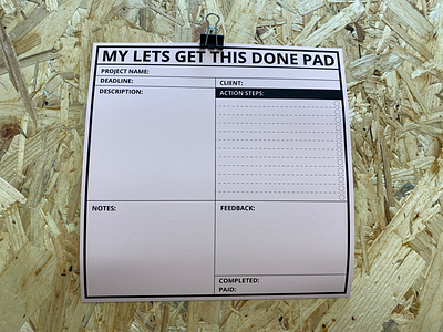 New job sheet to keep the office organised