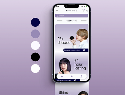 Brand's Cosmetic Catalogue aesthetic app app design branding color palette interface landing page mobile ui