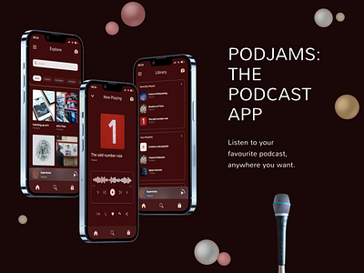 PODJAMS: The Podcast App aesthetic app app design branding color palette design interface mobile ui ui design