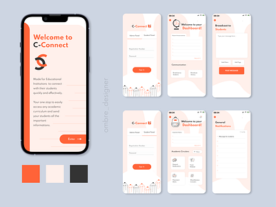 College Notice Board App aesthetic app app design app interface college color palette communication design institute interface interface design logo mobile design mobile interface notice board students ui ui design university