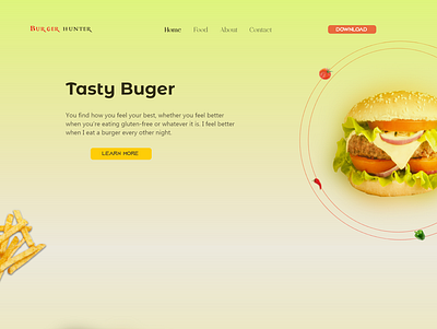 Website Design for Burger Hunter Model branding design ui