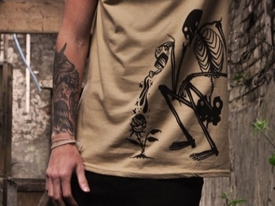 close up of one of my tshirts apparel art black clothing clothingline illustration skeleton tattoo tshirt