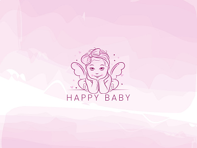 Happy Baby logo baby logo charecter logo cute baby design illustration logo watercolor