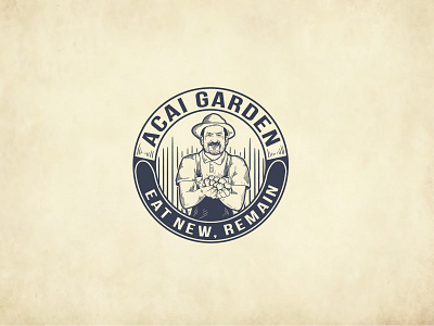 Acai Garden Vintage Logo garden logo hand drawn logo illustration retro vintage logo