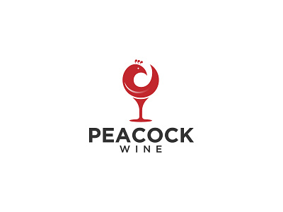 Peacock Wine Logo graphic design logo minimal logo peacock logo pictorial logo wine logo