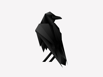 Raven black illustration mythology polygon poster print raven smart symbol