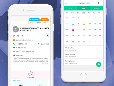 Family App application bio calendar date event family holidays profile qr code user interface
