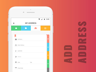 Add Address account address colours diary ecommerce gradients save screen shopping tabs