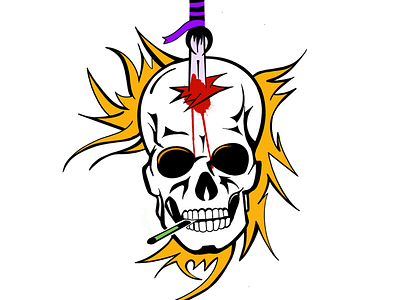 Skull cigarette color dagger flames illustration skeleton skull skull a day skull and crossbones skull logo tattoo