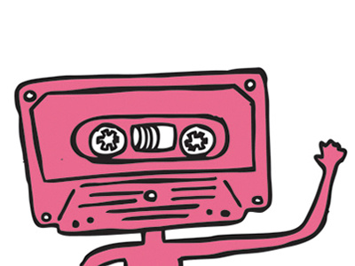 Mixtape Guy cassette character illustration mixtape pink