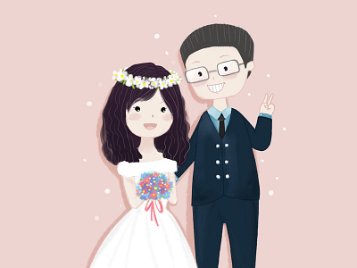 Brother's Wedding bride cute groom wedding wedding illustration