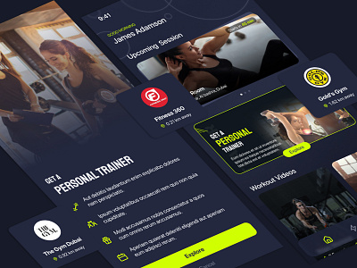 GYM App android app app app development dark theme fitness gym gym app ui ui design uidesign