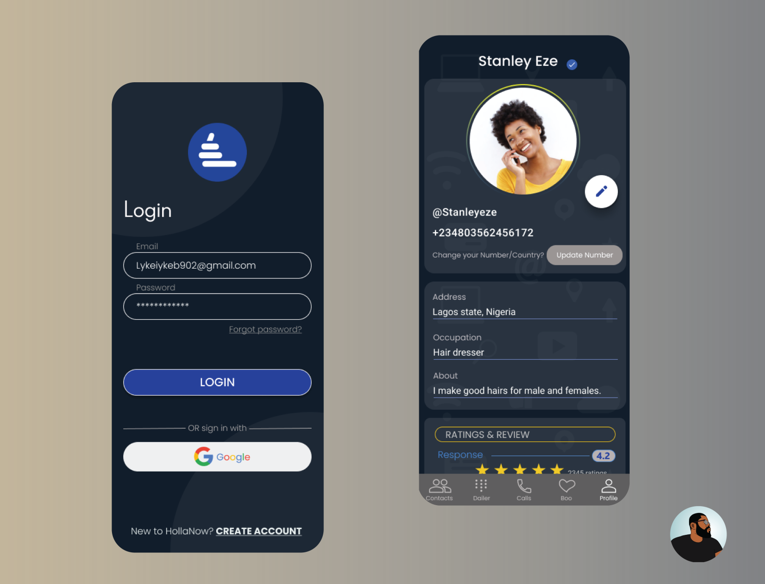 UI design for a caller app by Okonkwo Ikenna on Dribbble