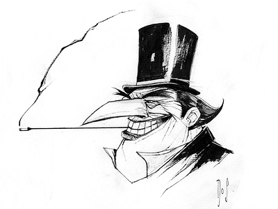 Penguin batman character comics dc gotham illustration ink inking penguin sketch