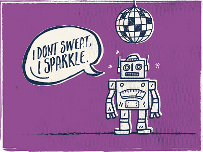 Disco-Bot aaf disco handdrawn illustration lettering postcard robot savethedate sparkle