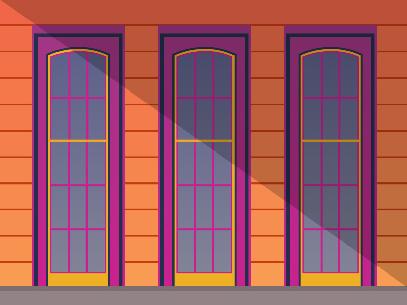 The Golden Hour window nola vector flat light summer beachy illustration color