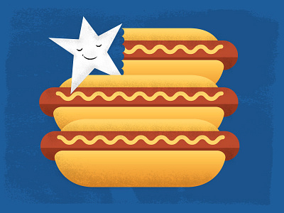 Happy Memorial Day! hotdog illustration stars stripes texture vector