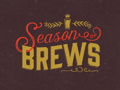 Season Of Brews autumn beer crown fall gin handlettering pint swashes texture typography