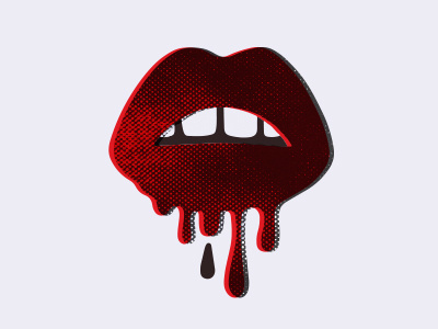 Happy Valentines Day drip halftone illustration lips red rockyhorror valentine