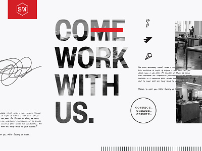 COWORK WITH US branding collage design moodboard type