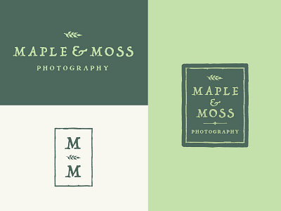 Maple&Moss badge branding identity leaf logo stamp texture