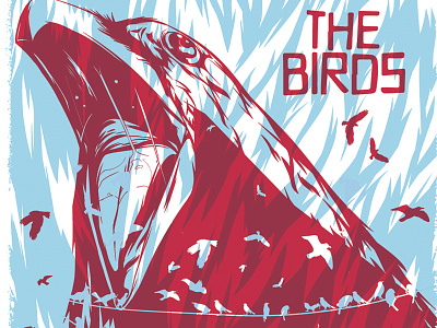 In Bodega Bay, they rule the roost. birds hitchcock illustration poster